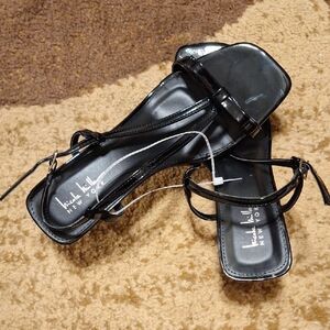 Nine West Shiny Black Strappy Sandals